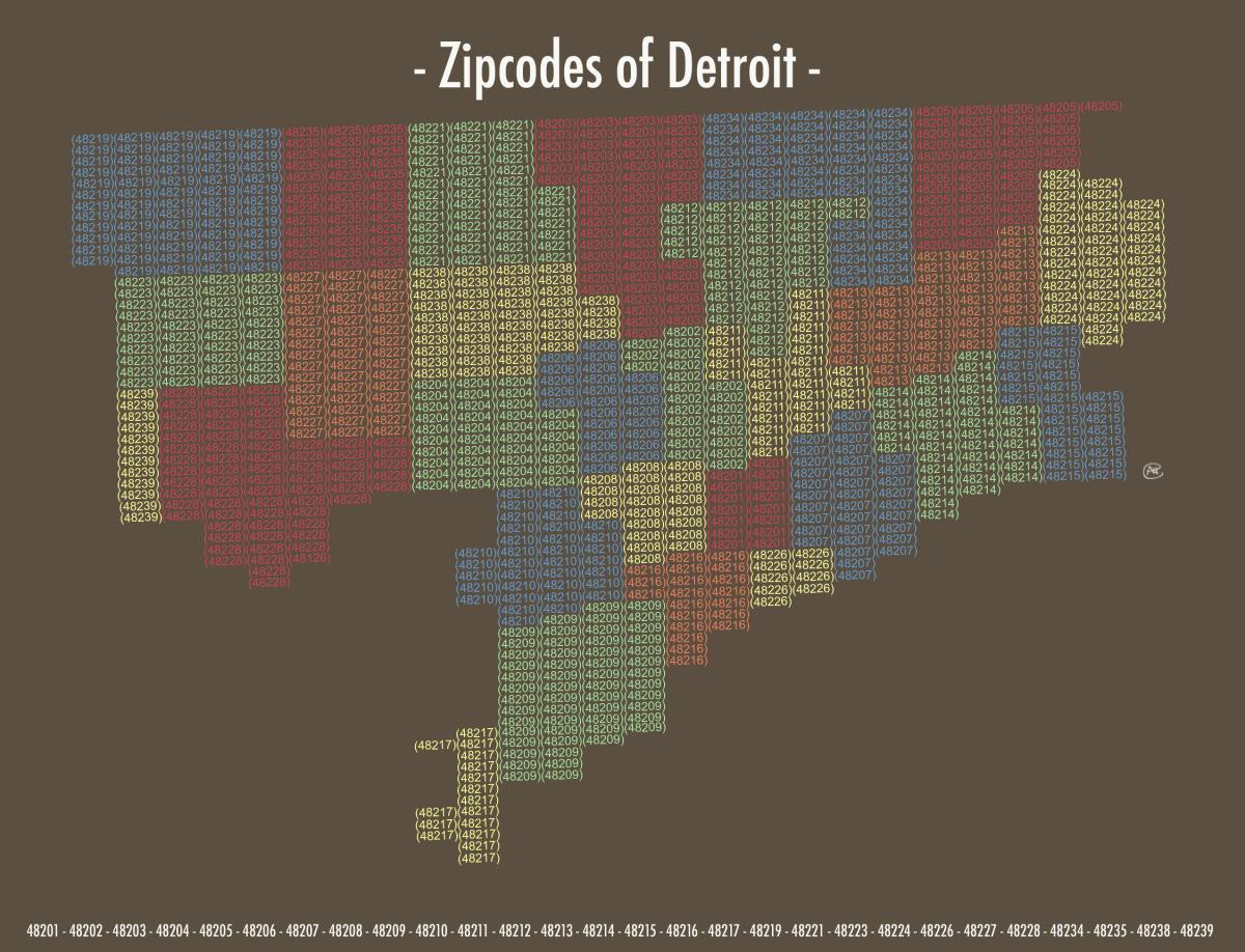 zip-koodi kartta Detroit