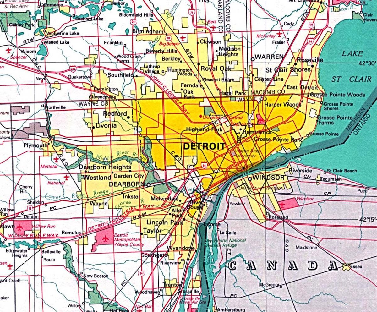 kartta Detroit