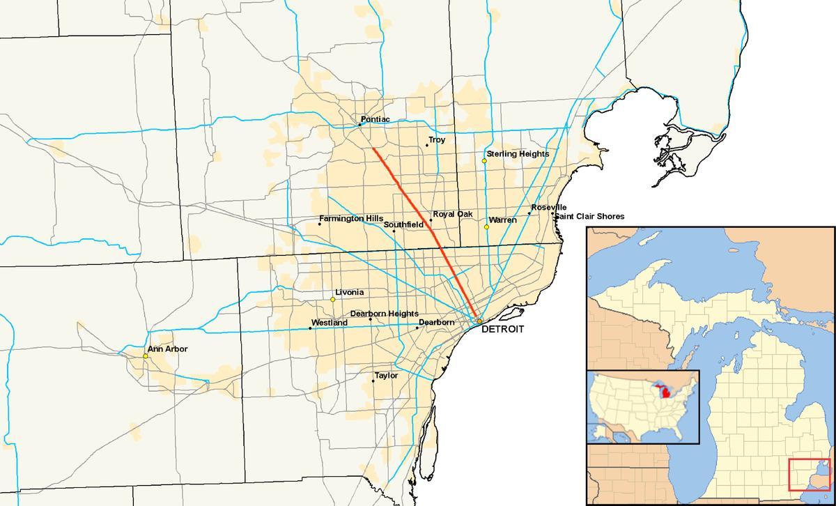 Detroit kuntien kartta