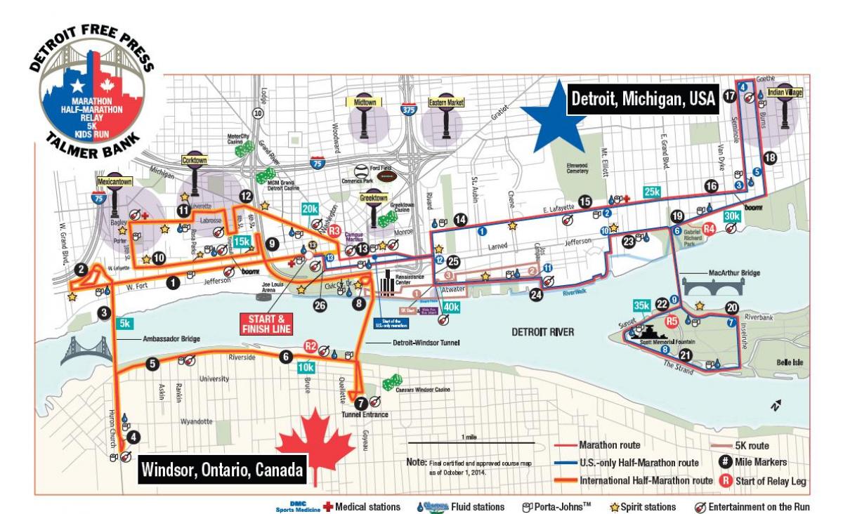 kartta Detroit marathon