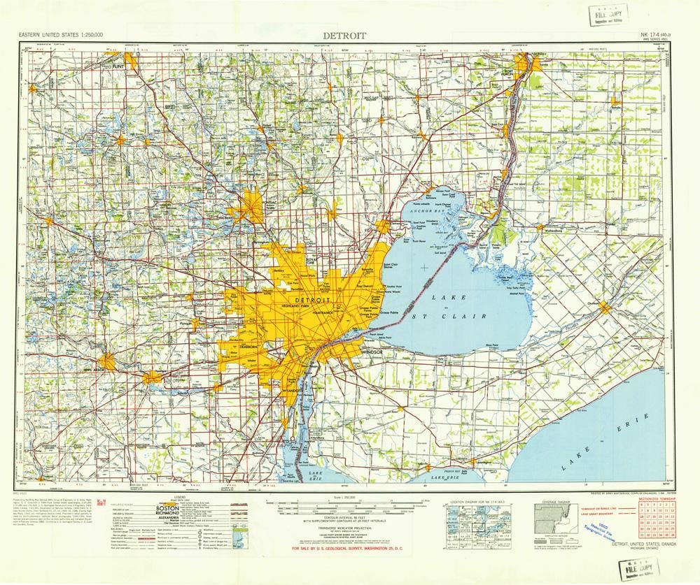 Detroit yhdysvaltain kartta