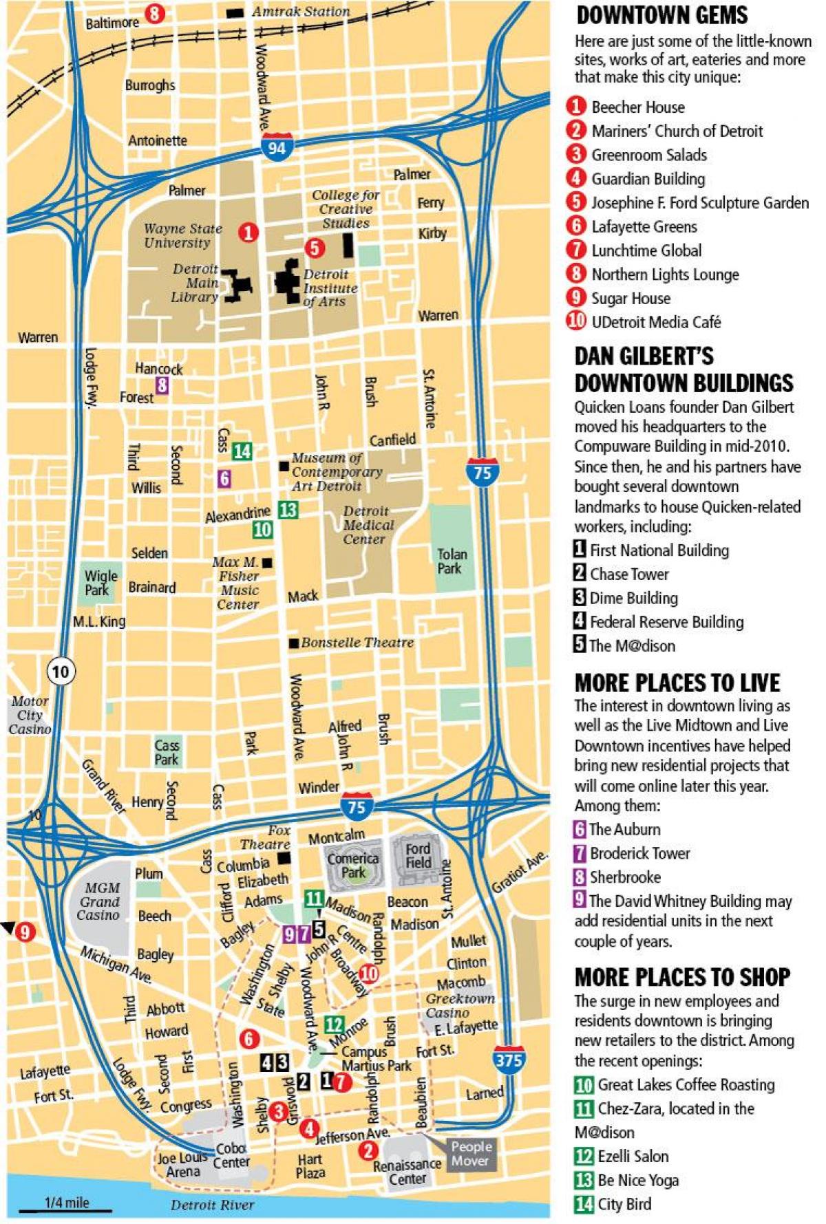 kartta downtown Detroit