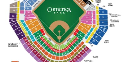 Kartta comerica park